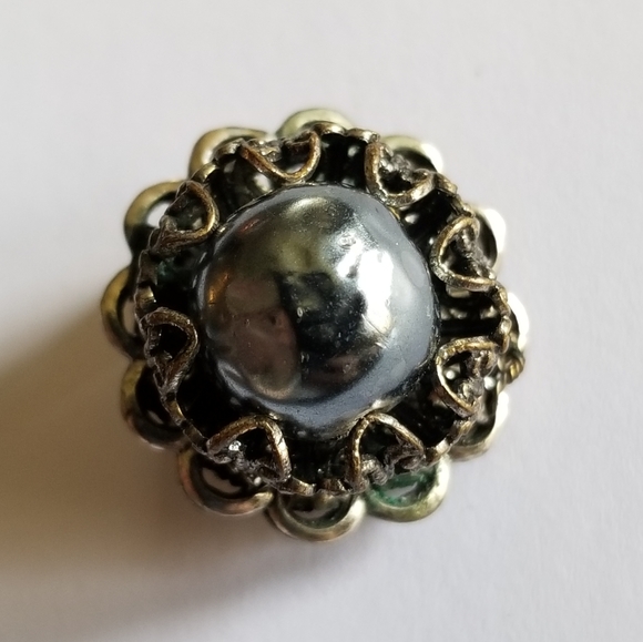 Vintage Miriam Haskell SINGLE earring grey baroque pearl silver tone - Picture 11 of 12